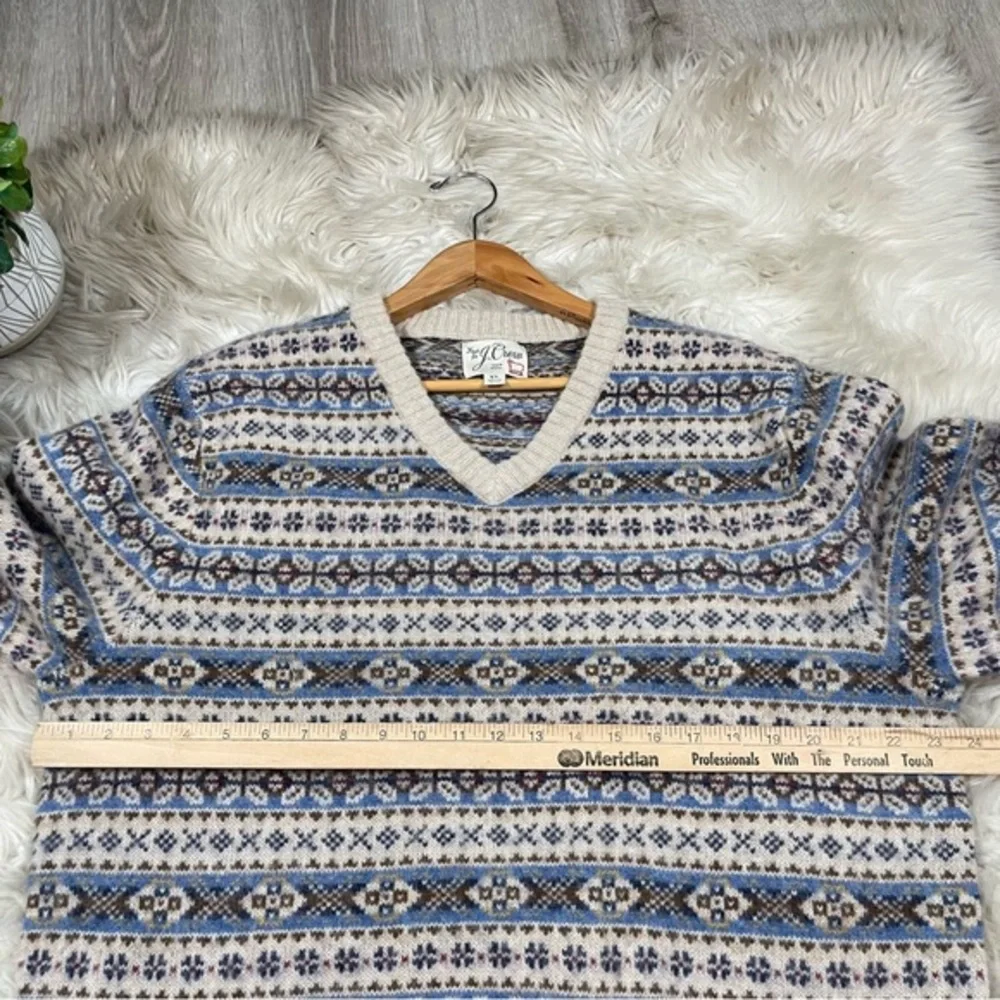 J. Crew Brushed Wool Fair‎ Isle V-Neck Sweater